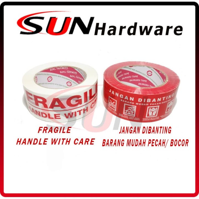 

ATKJaya- lakban Isolasi Plastik FRAGILE / JANGAN DIBANTING 48 mm x 100 meter