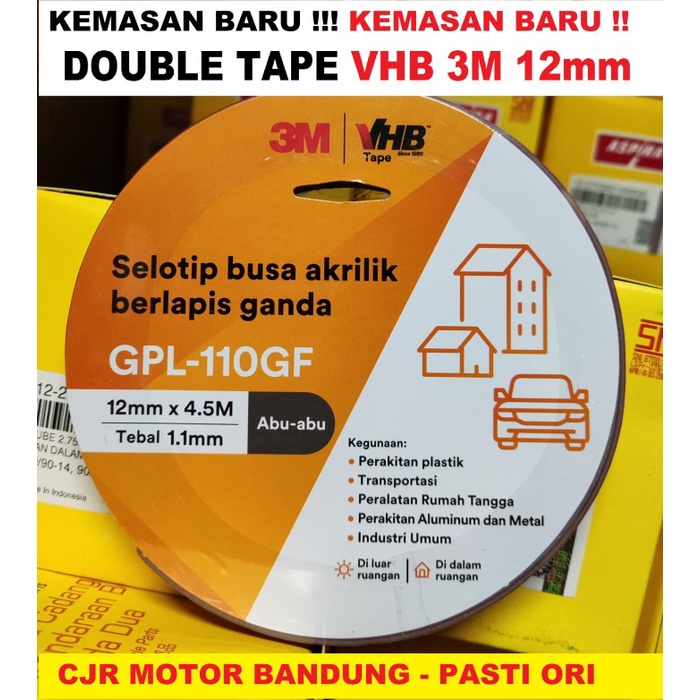 

ATKJaya- ORI Double Tape 3M VHB 12mm x 4.5m Foam Merah Otomotif & Building