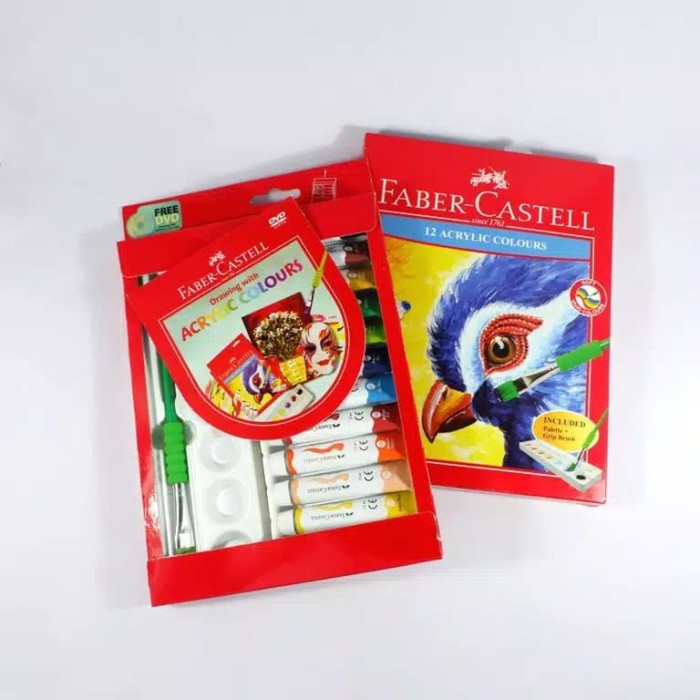 

ATKJaya- Acrylic Colours set 12 Faber Castell / Cat acrylic set 12