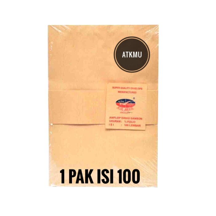 

ATKJaya- Amplop Coklat F4 Folio A4 Merk Airmail / Amplop Cokelat Salur isi 100
