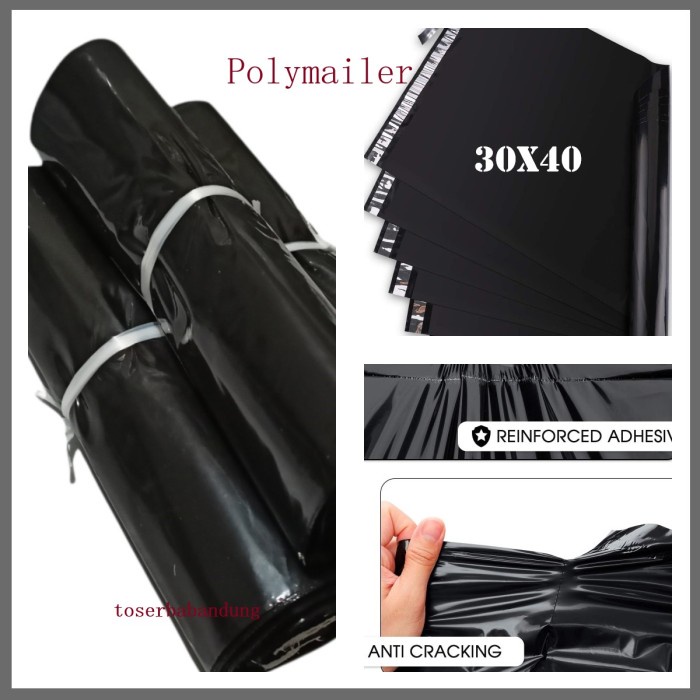 

ATKJaya- Polymailer 30x40 Glossy Plastik Polimailer Amplop Packing Online Hitam