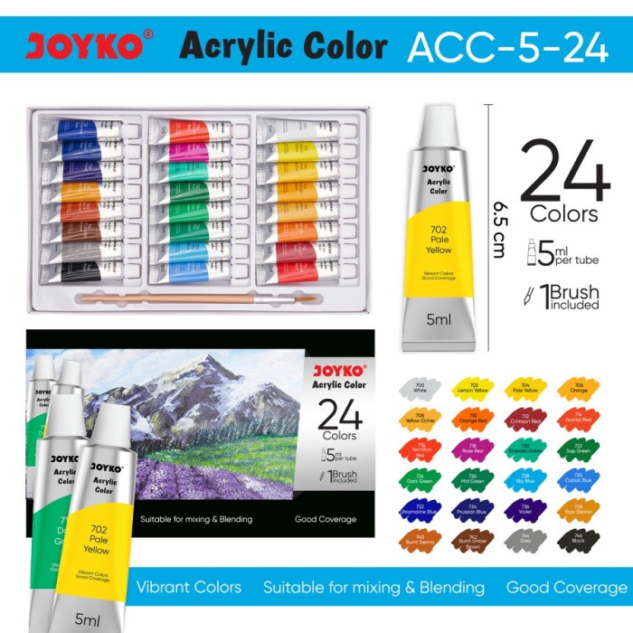 

ATKJaya- Cat Akrilik Acrylic Color 24 Warna Joyko ACC-5ML-24WARNA