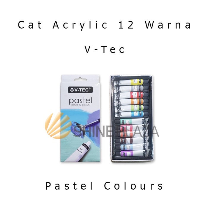 

ATKJaya- Cat Akrilik V-Tec 12 Warna Pastel Neon Metallic - Acrylic Paint Set