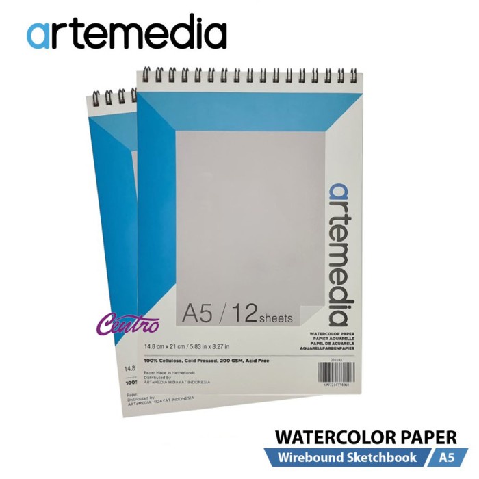 

ATKJaya- Artemedia Watercolor Paper 12 Ring Book A5 Sketchbook Kertas Cat Air