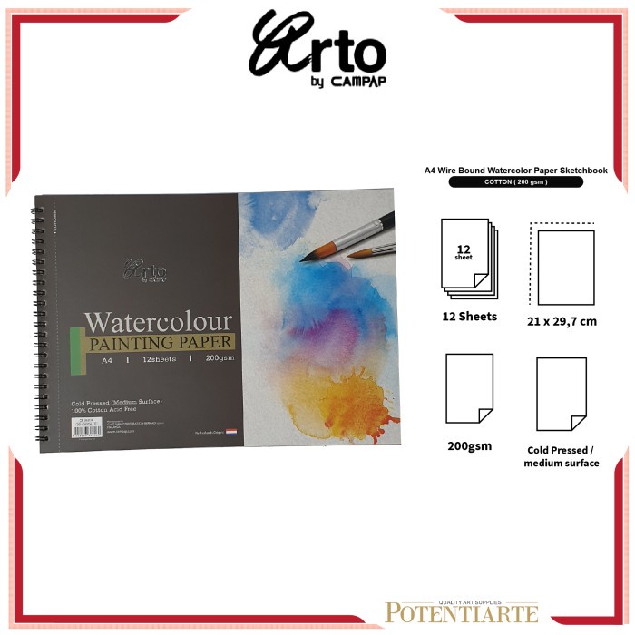 

ATKJaya- Kertas Cat Air Arto A4 Wire Bound Watercolor Paper Sketchbook
