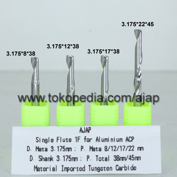 ENDMILL 1F 3.175 MM ACP ALUMINIUM END MILL ROUTER BIT CNC