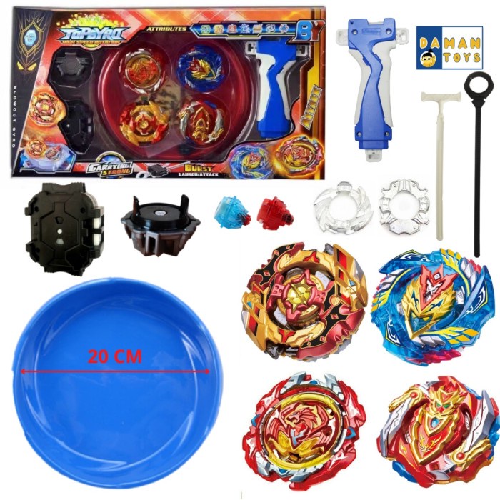 Terlaris Gasing Beyblade Burst 4 in 1 Set Gangsing Arena Beblet Bayblade