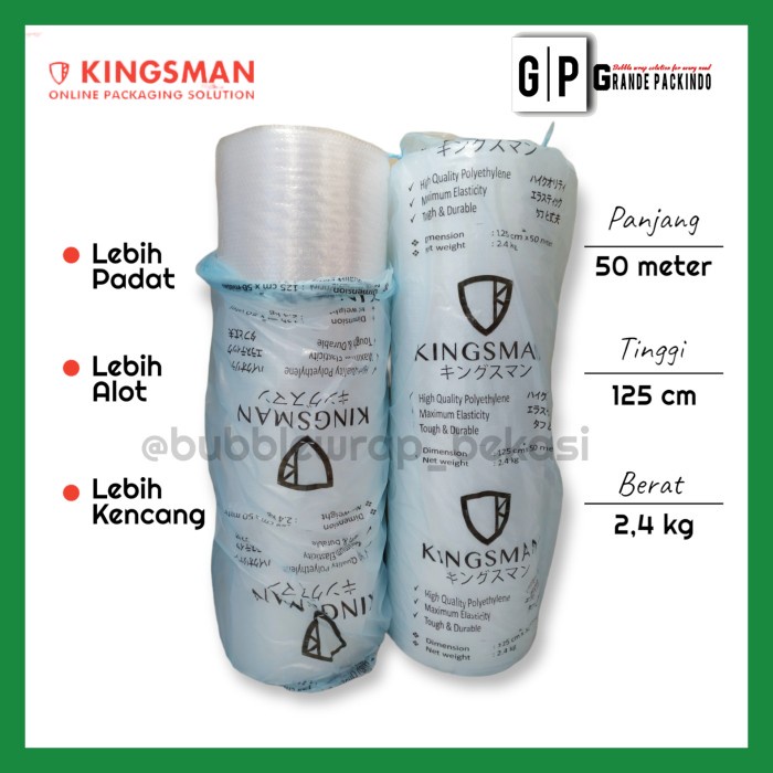 

SOUVEN- TERMURAH!!! Bubble Wrap Roll PREMIUM 125cm x 50m Ukuran 2,4kg KINGSMAN