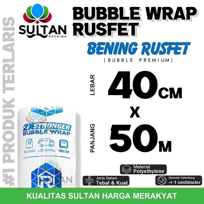 

SOUVEN- Bubble Wrap 40cm x 50meter RUSFET BENING Bubblewrap TERMURAH / ROLL