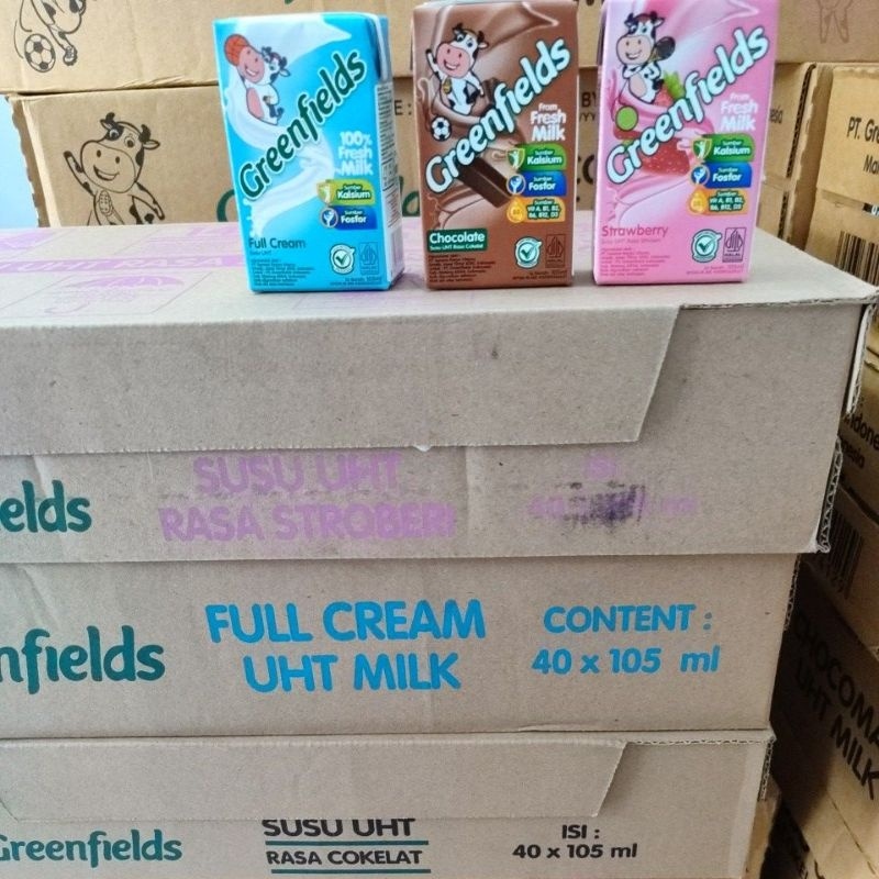 

GREENFIELDS SUSU UHT 105 ML 105ML DUS KARTON KARDUS isi 40 pc INSTANT SAMEDAY