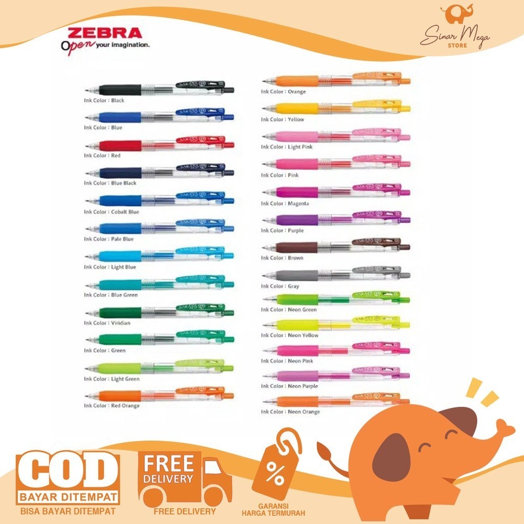 

IK! Zebra Sarasa Clip Gel Pen 0,5mm Pulpen Sarasa Ballpoint Gel Pulpen Sarasa 0,5mm