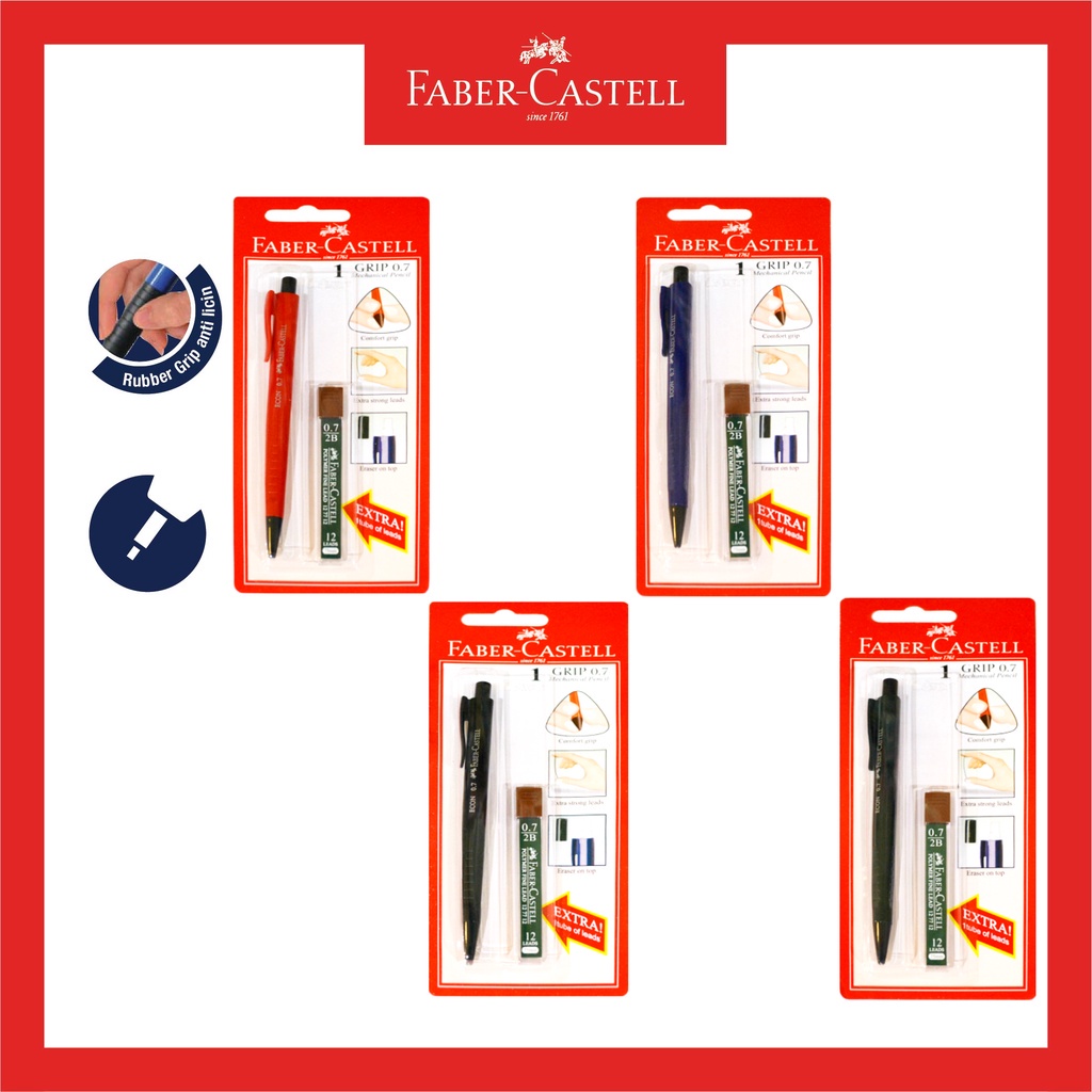 

IK! Pensil Mekanik Faber Castell/Mechanical Pencil Opaque Blister/Ukuran 0.7 MM/GRATIS 1 Tube Refill