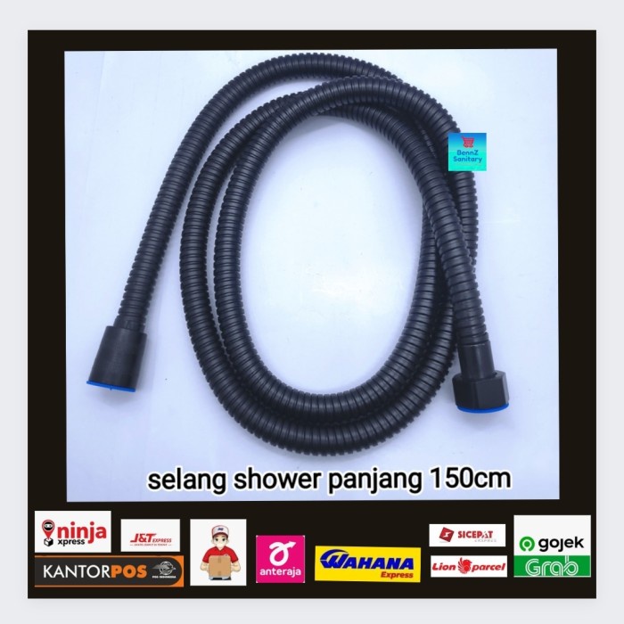 hand shower bulat hitam / shower mandi hitam / shower set bulat hitam