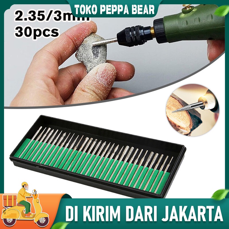Mata Tuner Diamond Set 30 Pcs - Mata Mini Grinder Diamond - Mata Bor Intan - Mata Bor Grafir Batu -