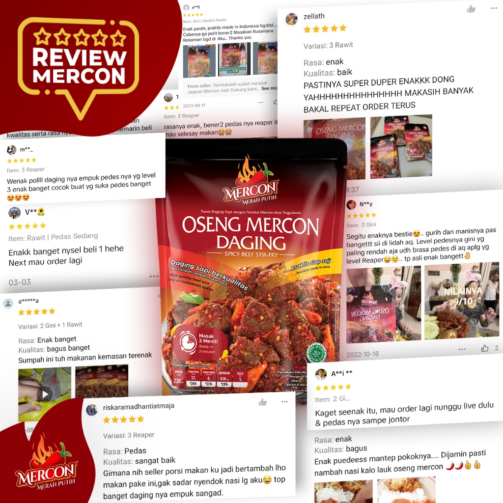 

Combo Bertiga 3 Pack Oseng Mercon Daging / Makanan Kaleng Siap Saji / Iga Mercon / Sambel Iga Food