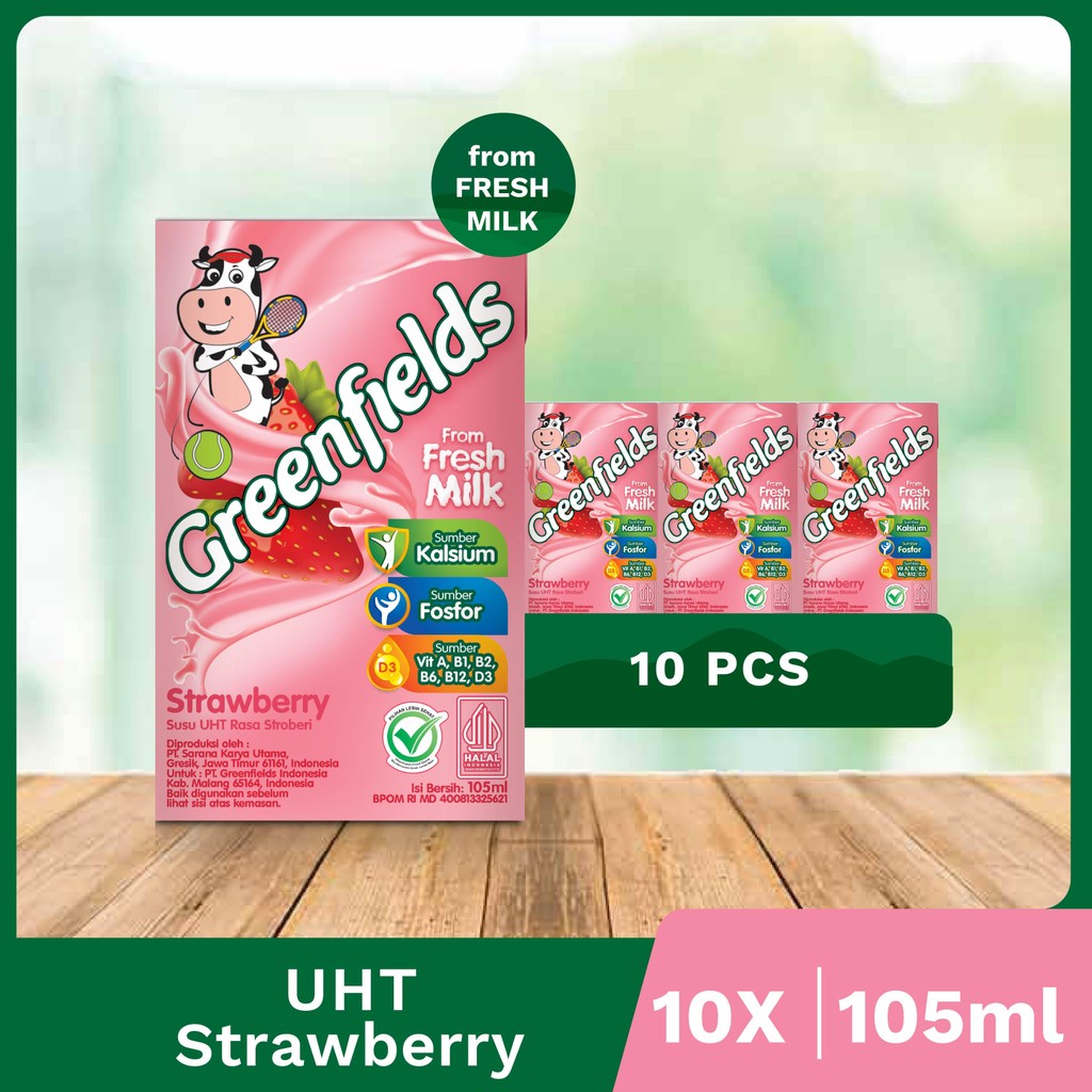 

[Bundling Hemat] }Susu Greenfields UHT Strawberry 105mL x 10psc