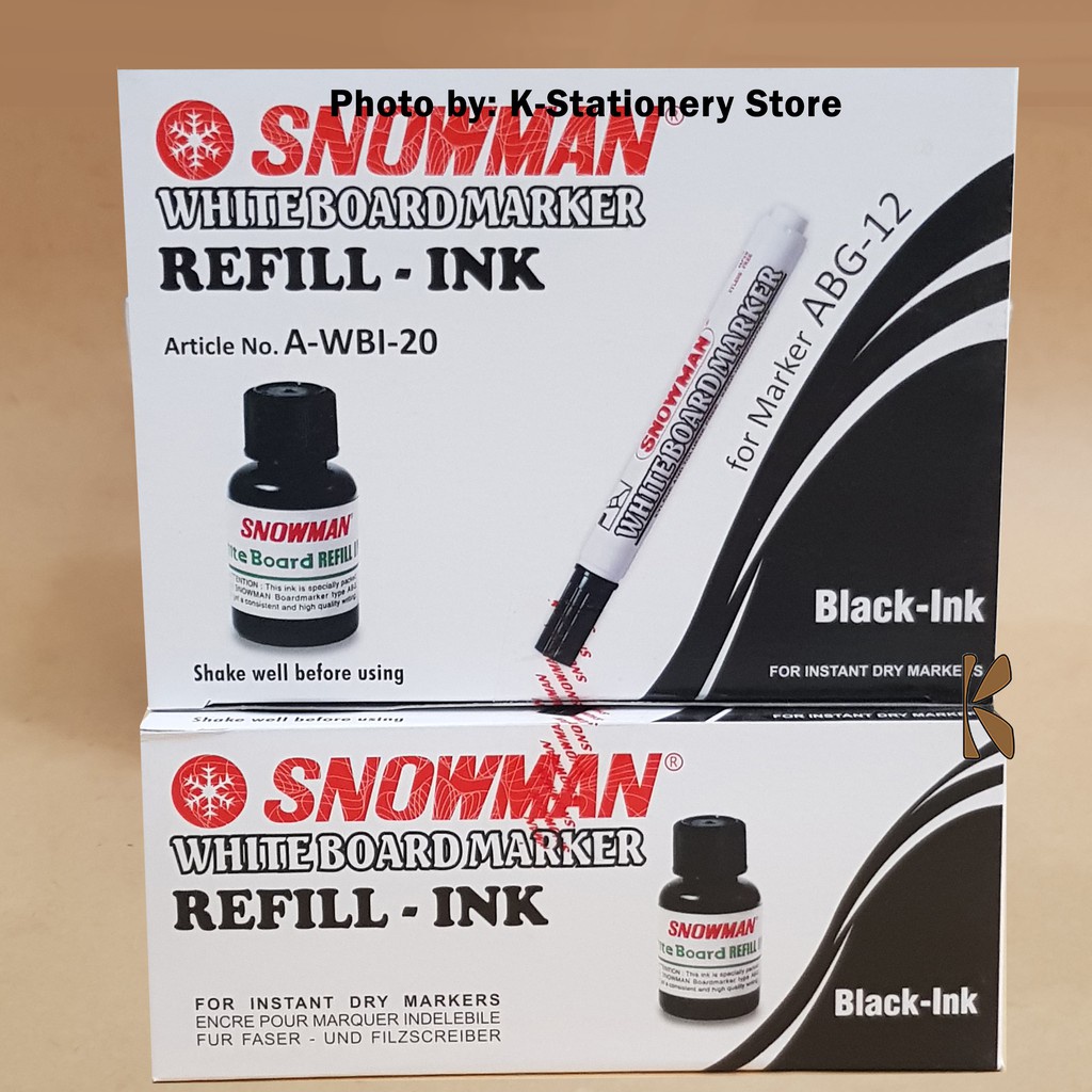 

IK! Tinta Isi Ulang Spidol Papan Tulis Whiteboard Snowman AWBI-20 Orinal Refill Ink Hitam / Biru /
