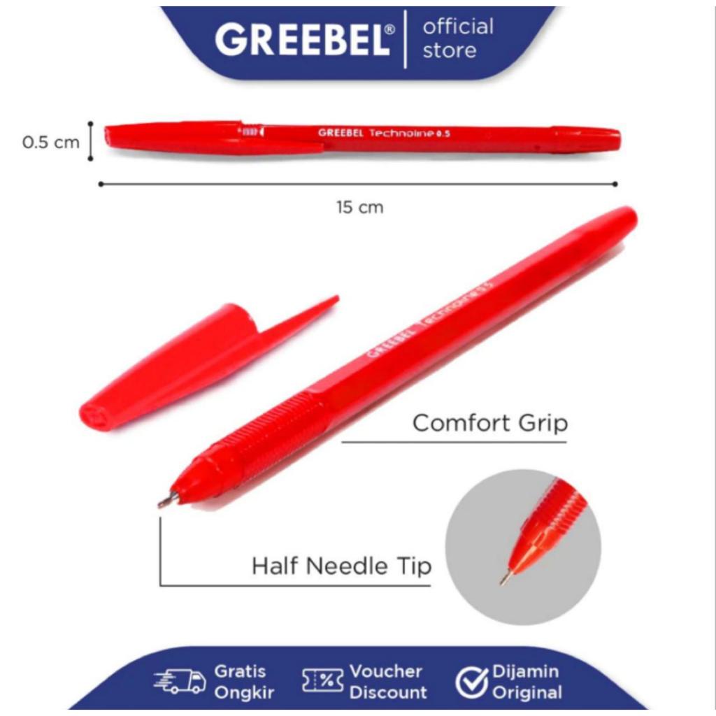 

IK! Pulpen Greebel Techno 0.5 (1 Lusin) Warna Hitam/Merah/Biru