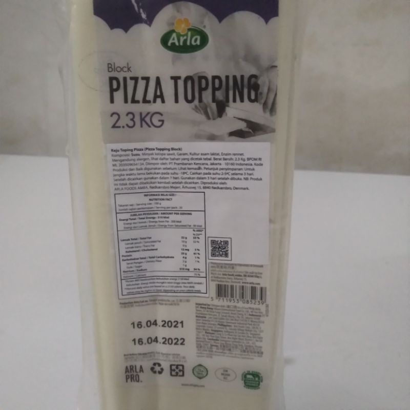 

Arla Keju Mozzarella Block 2.3 Kg / Mozarella Cheese Toping Pizza