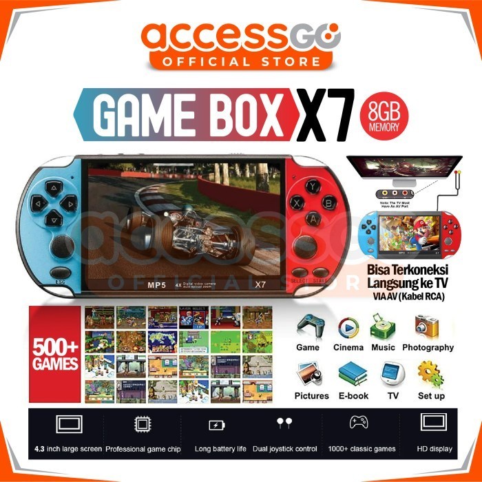 Terlaris GAMEBOY X7 Enhanced Edition GAME BOX PSP X7 Handheld Console 5.000+ games 4.3inch MP5 Music