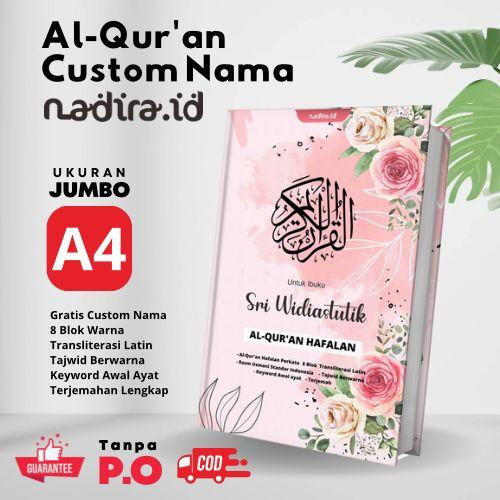 

HJK Quran Custom Nama Nadira Ukuran Besar A4 8 Blok Warna