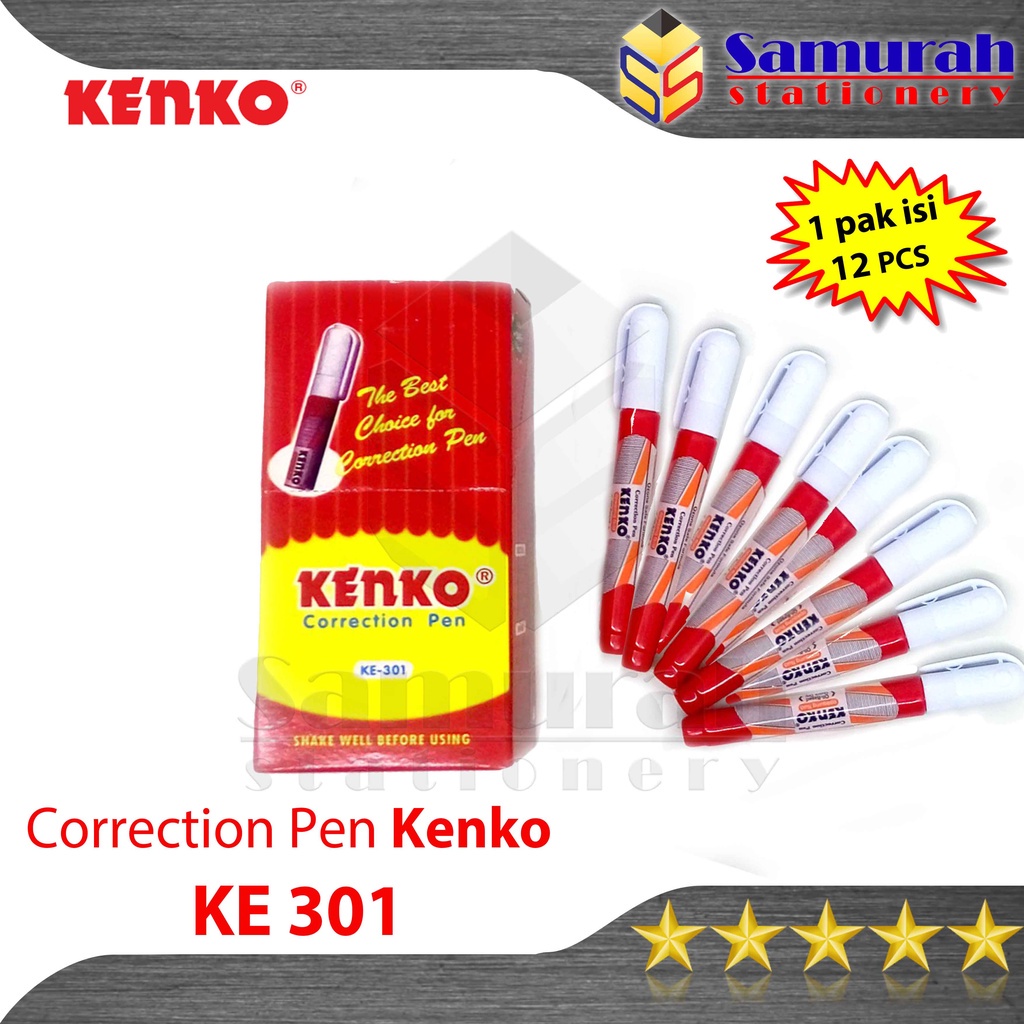 

Correction Pen Kenko Ke-301 Merah / Tip-Ex Cair KE 301 1 box isi 12 Pcs / Tipe X Fluid Bentuk