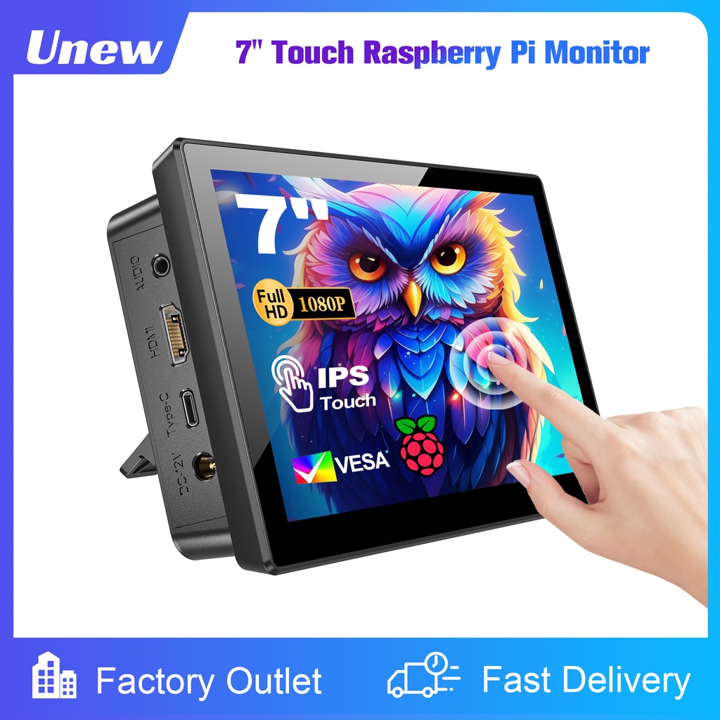 7 inch Monitor DIY for Raspberry Pi 5 4 3 Display 1920x1080 HDMI Touchscreen for RasPi RPi Computer