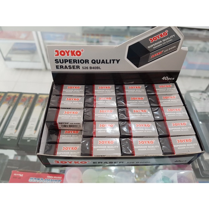 

Penghapus Pensil Joyko B 40 Kecil isi 40 Pcs / Eraser B40 BL Hitam / Stip Pencil B40 P Putih Hitam (