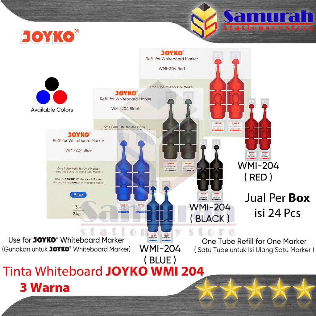 

Tinta White Board Joyko WMI 204 Isi Ulang Refill Khusus untuk WM 65 / WM-65 Warna Hitam - Biru -