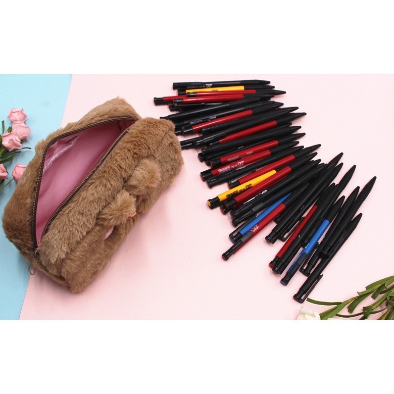 

Tas pena bulu lembut lucu/alat tulis anak perempuan/tas kosmetik kecil/tas pensil bordir kartun