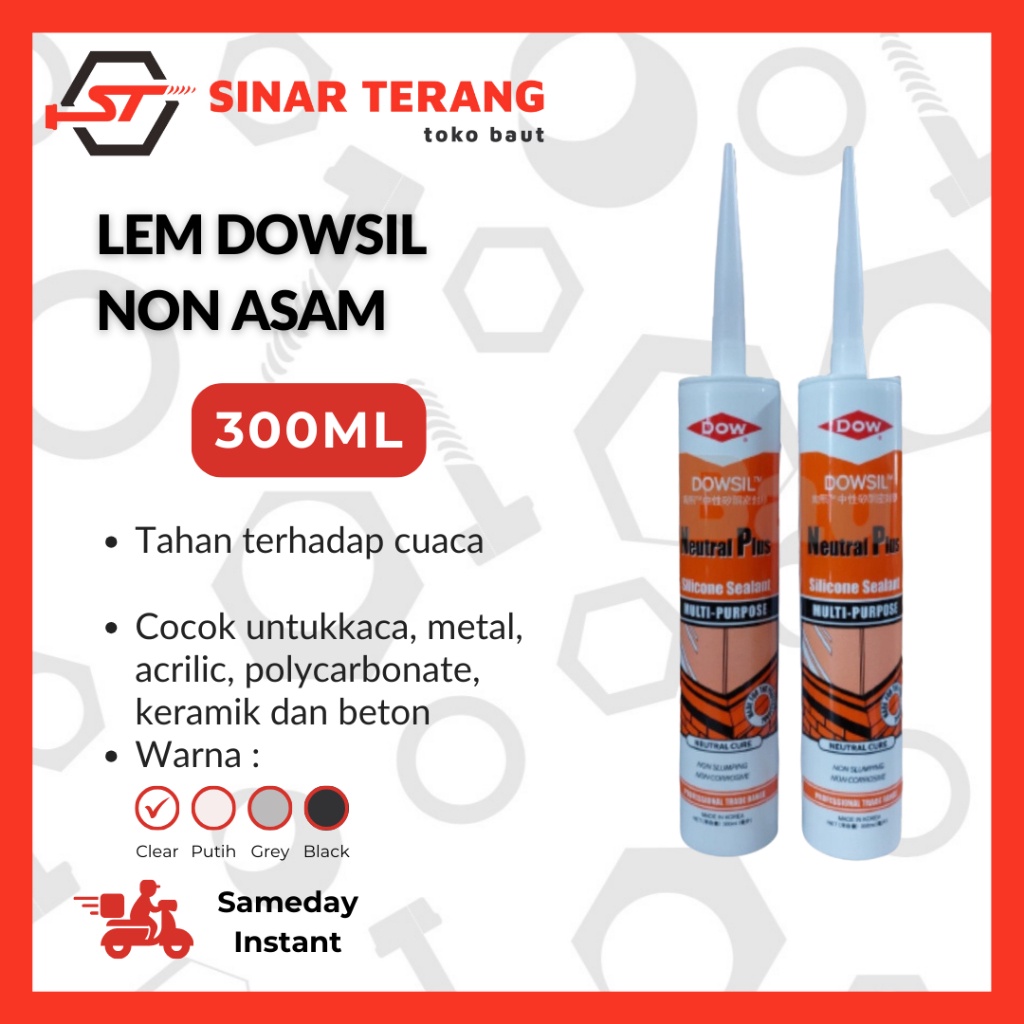 

Lem Dowsil Neutral Clear 300ml Lem Silikon Kaca Non Asam Bening