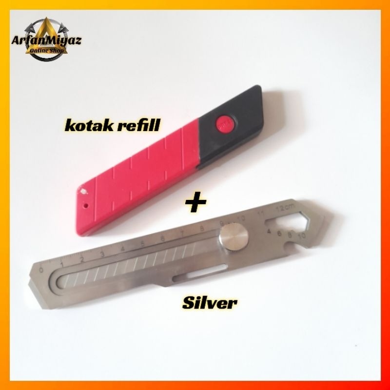 

Pisau Cutter Plus 5pcs Refill 18mm 6 In 1 Multifungsi Baja Cutter Besi Stainless Besar 5 Pcs Set