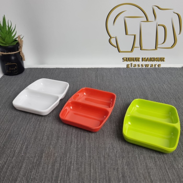 (Good) [1 pcs] Pisin Sambal Sekat 2 Melamin Tebal. Ber SNI / Tempat Cabe