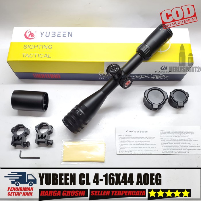 TELESCOPE YUBEEN CL 4-16X44 AOEG YUBEEN 4-16X44 AOE 3 WARNA LAMPU