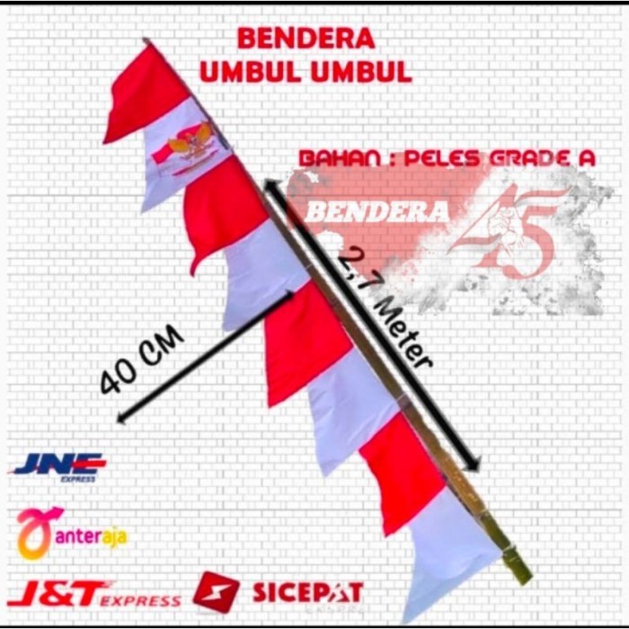 JTTOP BENDERA UMBUL UMBUL MERAH PUTIH UMBUL UMBUL WARNA 8 GERGAJI SABLON