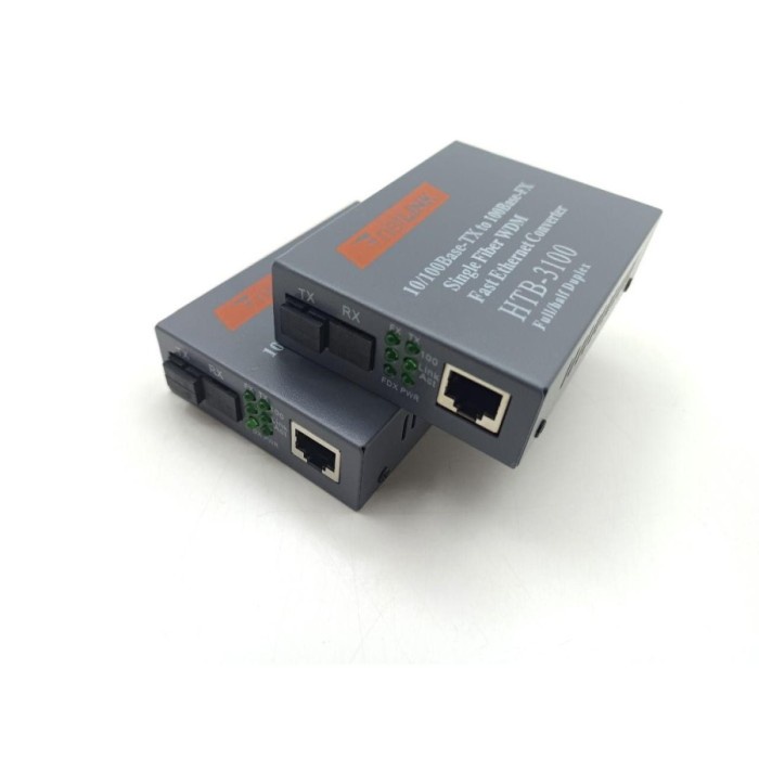 JTTOP" MEDIA CONVERTER FO FIBER OPTIC NETLINK HTB 3100 A&B 1 PASANG SET