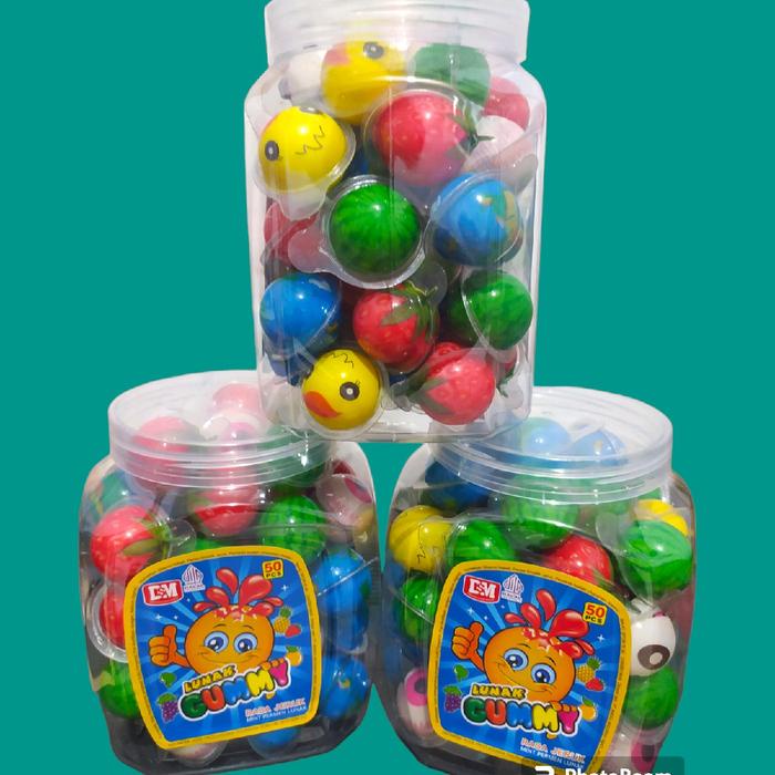 

Permen Gummy @50pcs lunak Bulat Motif Mata , Bola , Buah Buahan - Permen lunak Fruity