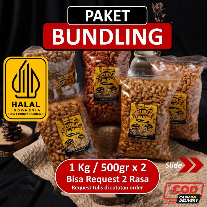 

PAKET BUNDLING 1 KILO Makaroni Bantet SICUDLA 500gr x 2 [ Request Rasa] Food Snack