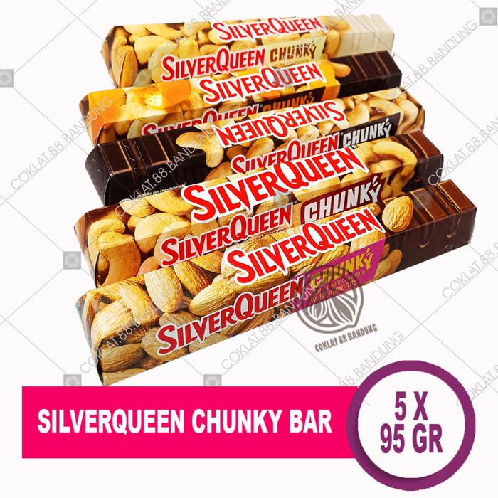 

SILVERQUEEN CHUNKY BAR 95 GR X 2 PCS, SILVER QUEEN CHUNKY BAR ISI 2 X 95 GR CHOCOLATE ALMOND MEDE