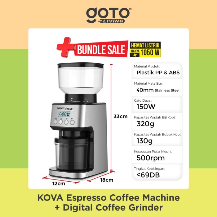 JAYAmart- Bundling Kova Espresso Maker dan Kova Sylus Digital Coffee Grinder