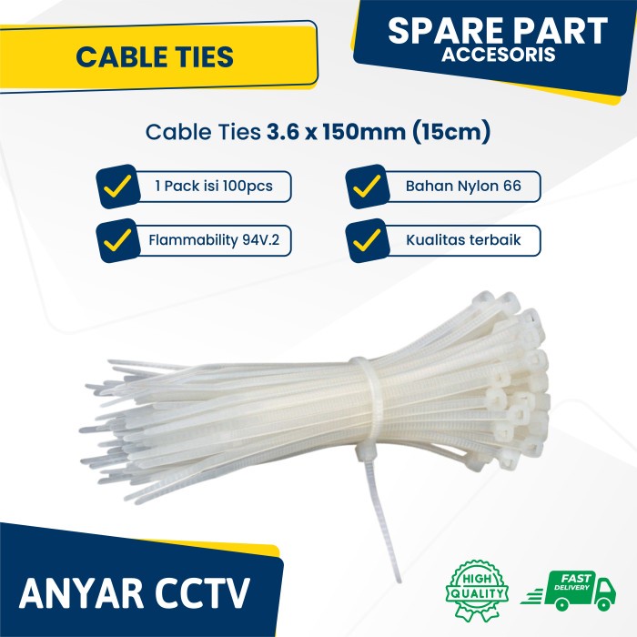 

HJK KABEL TIES - CABLE TIE 15cm Warna Putih / Pack ( Isi 100pcs )