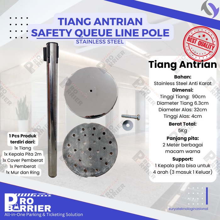 

HJK Tiang Pembatas Antrian Pita Stainless Silver 2 Meter