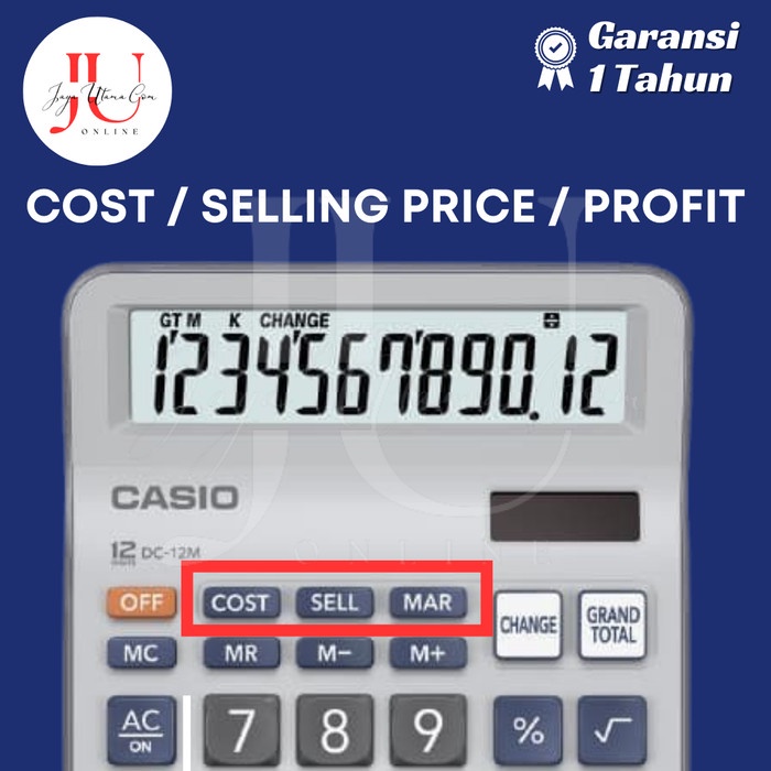 

HJK Calculator Casio DC-12M Kalkulator Toko Shop Desktop 12 Digits