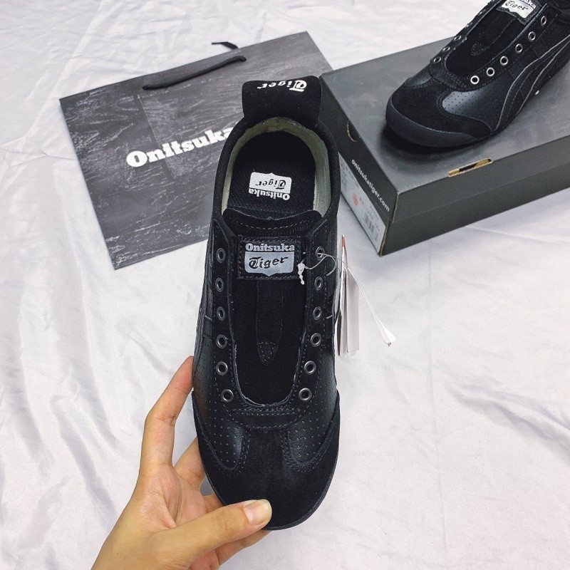 Sepatu Onitsuka Slip On Leather Black