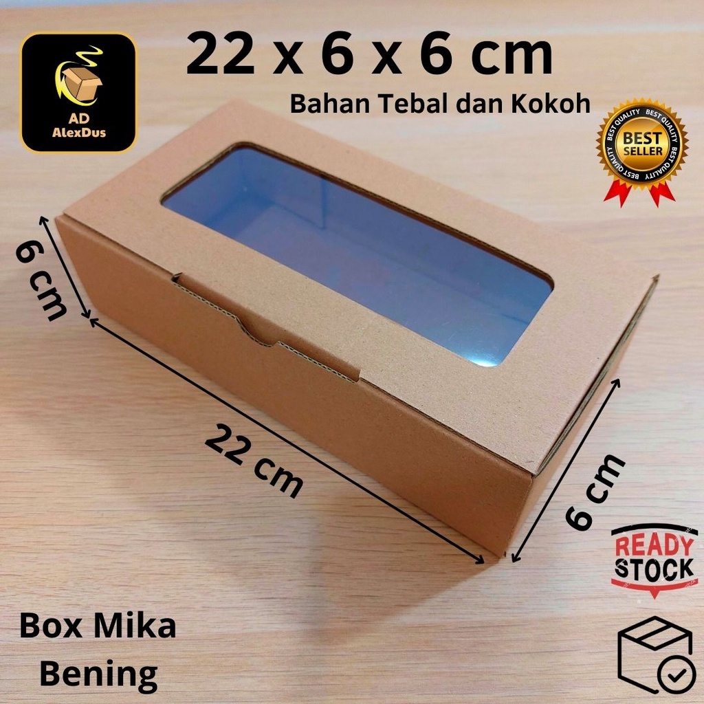 

Kardus Mika 22 x 6 x 6 cm Model Diecut | Kotak Box Dus Hampers Kue Snack Parcel