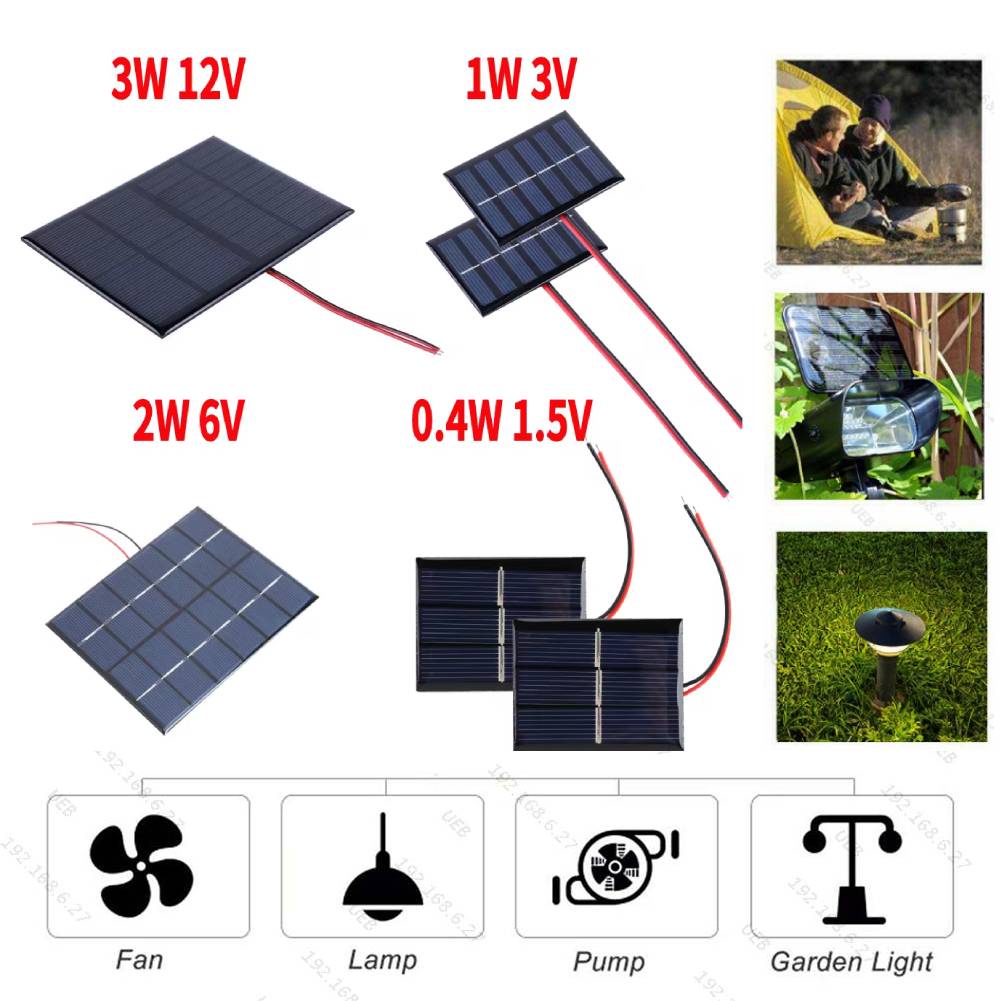 DISKON Promo 3W 12V Mini Solar Panel with Cable Portable Solar