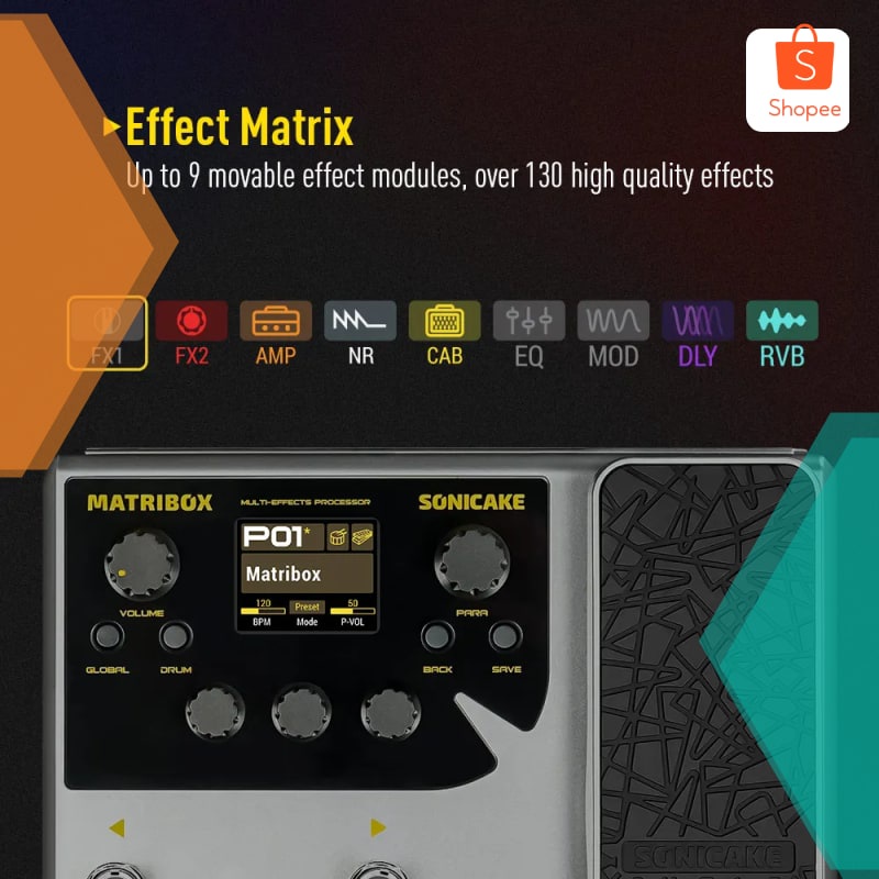 Terlaris Sonicake Matribox 140 Built-in Guitar/Bass/Acoustic Multi Effects Processor with Expression