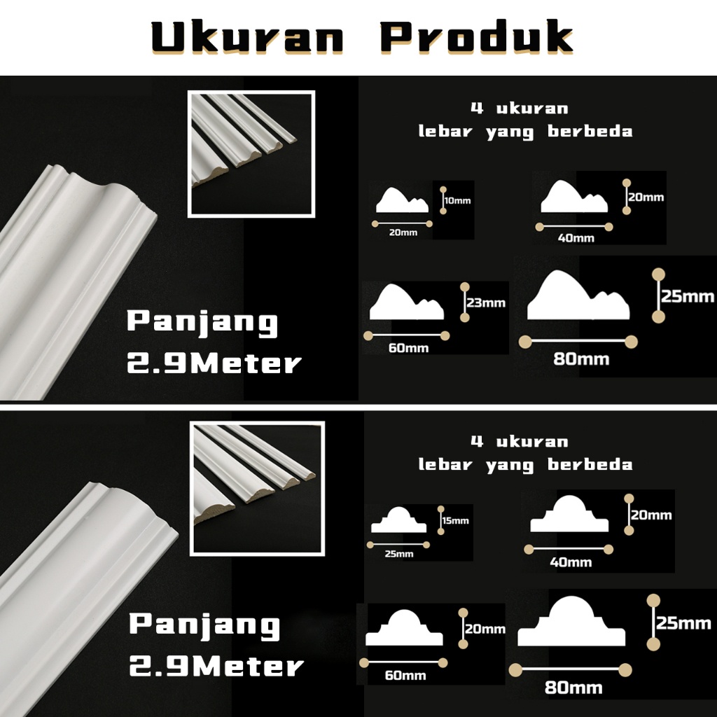 2.9 M Wall Moulding Tempel Molding Dinding Ruang Tamu / Wall Moulding Set / Wall Moulding Pvc / Wall