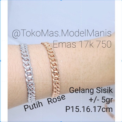 Gelang Sisik Naga ringan emas putih rosegold 750 kadar 17 K