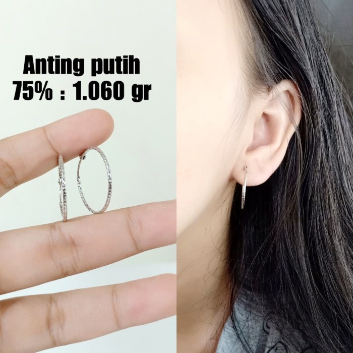 Anting Bulat Emas / Mas Putih 75% Berat 1.060 Gram